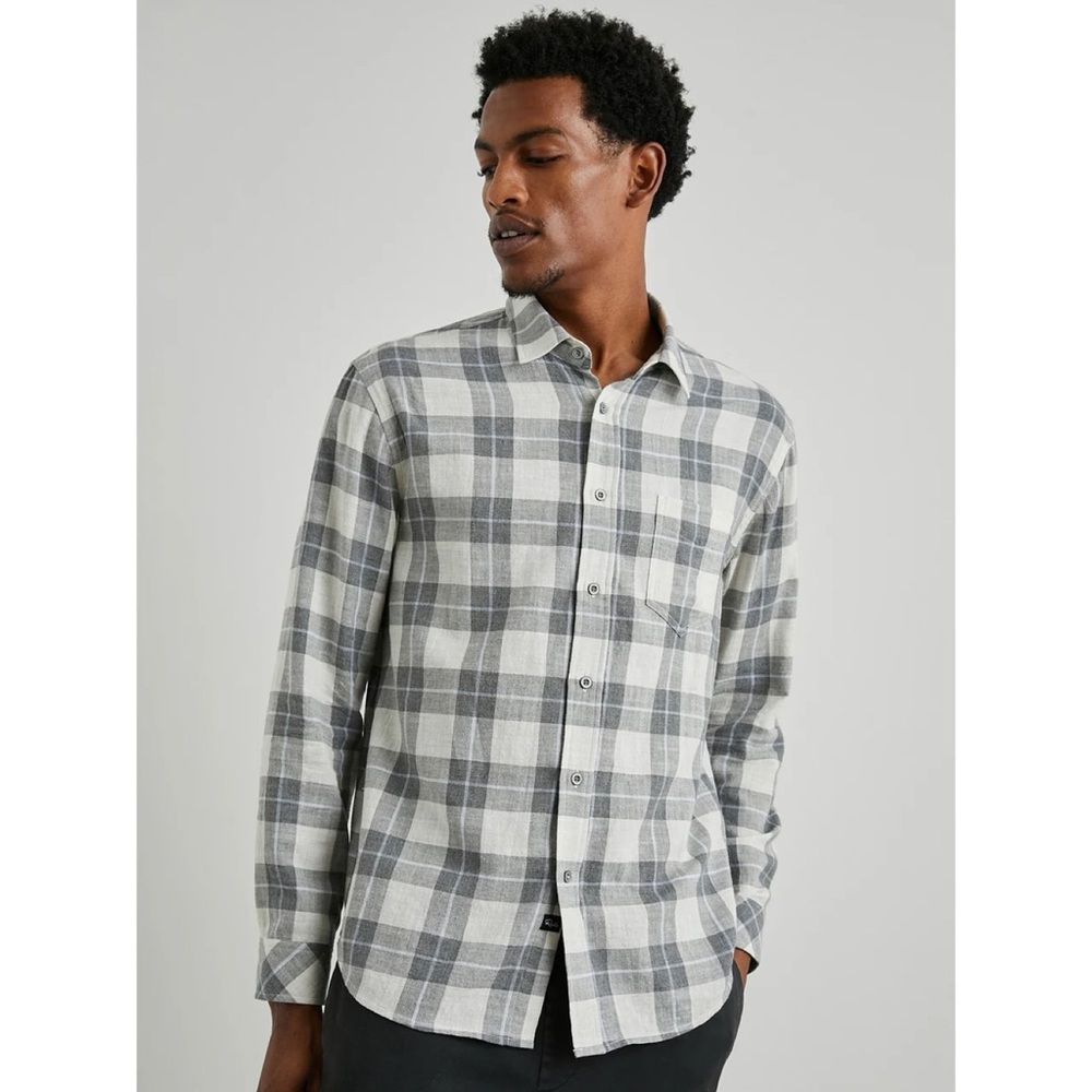 Rails “Wyatt Shirt” grey/white plaid full button-up shirt (XXL)